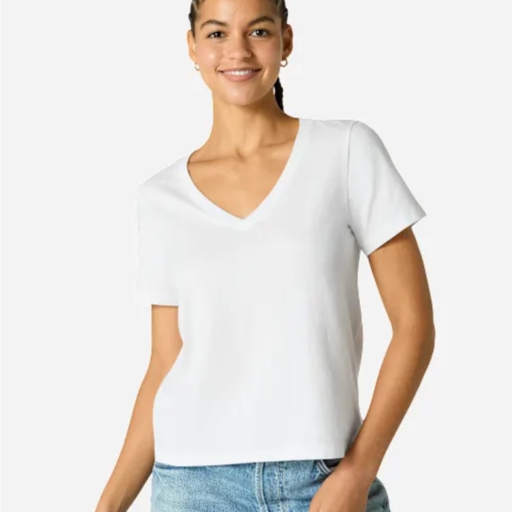 Classic White V-Neck Women's Top